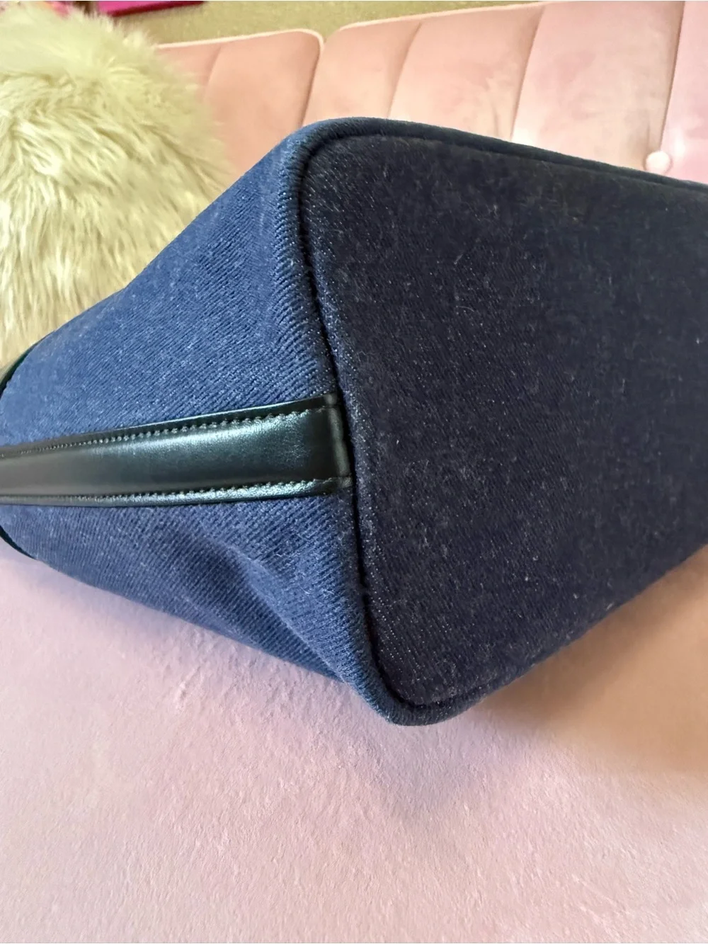💯Auth! Alexander McQueen “The Bow Bag” Denim w Black Leather Trim & Interior.